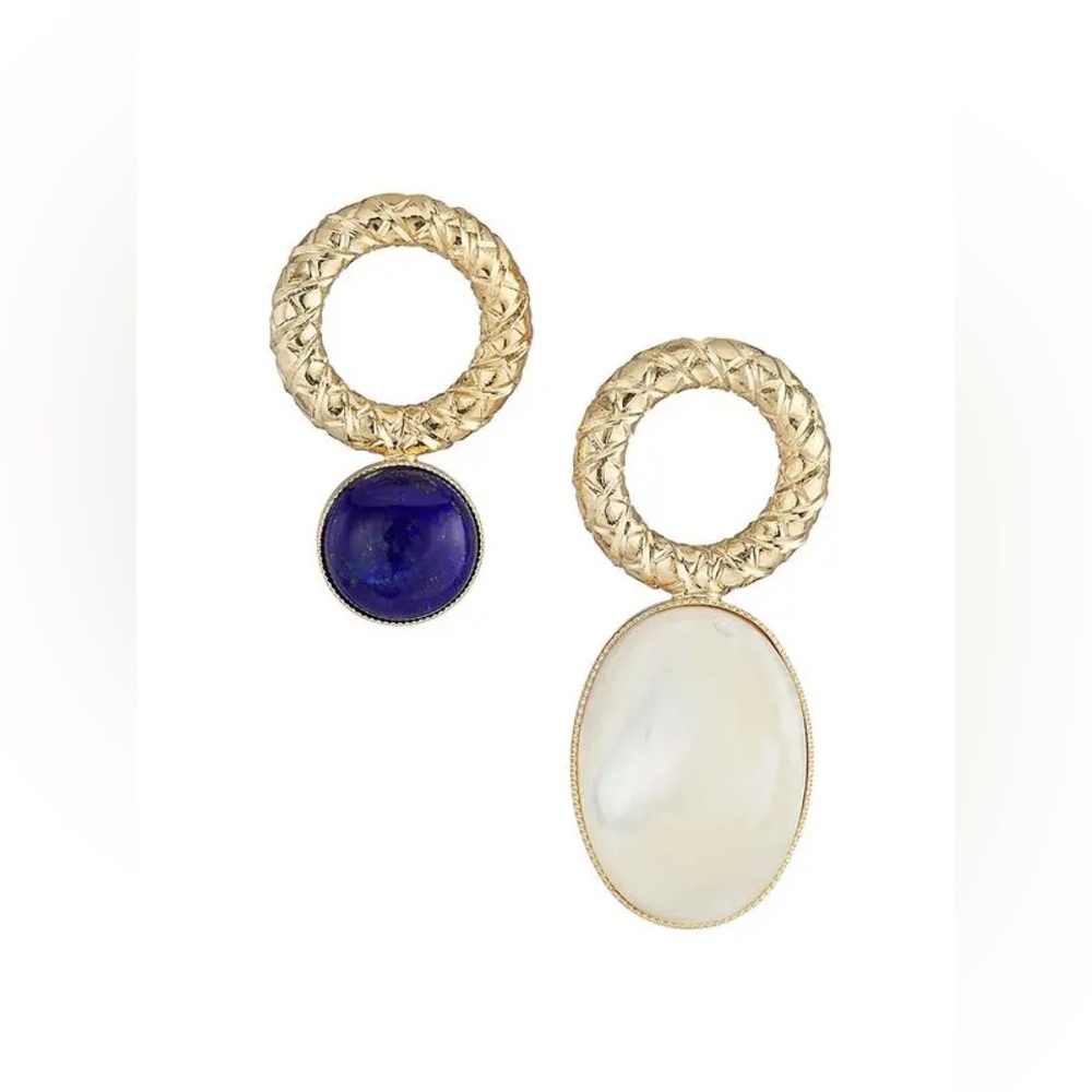 D'ESTREE Sonia 24k Gold-Plated, Kyanite & White Jasper Drop Earrings